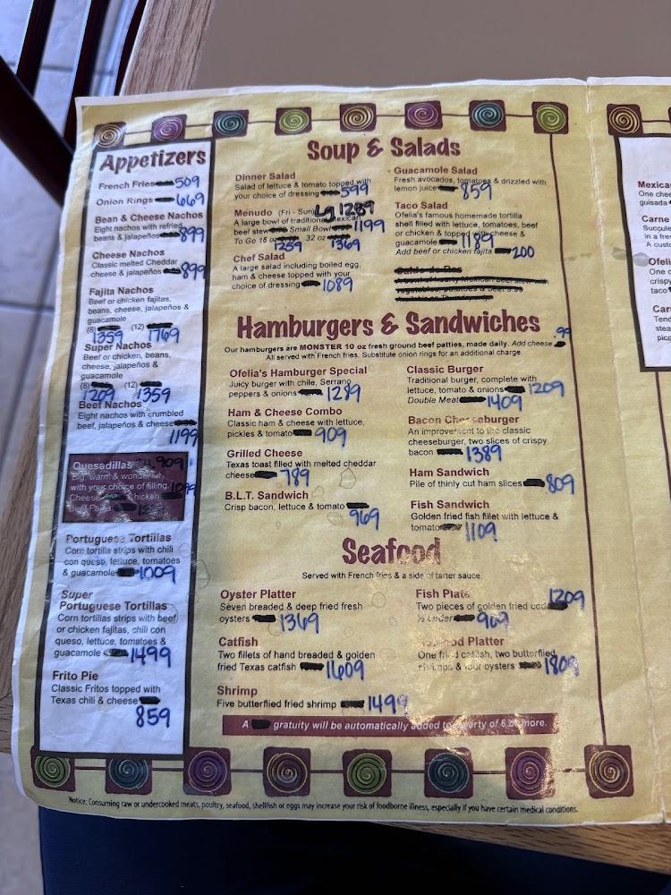 Ofelia's Mexican Restaurant Menu image 3